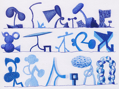 Poem No.12 art blue characters drawing laurierollitt london symbols