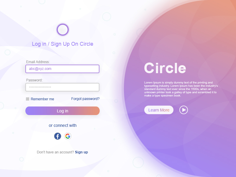 Circle Login Page Design By Ashish Chauhan On Dribbble