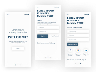 Welcome / Sign in / Sign up account android app app design application create account interface iphone log in login mobile screen register sign in sign up signin signup ui welcome