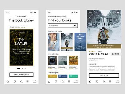 The Book Library App White android app android app design app concept app design apple application book library books design device illustration interface library mobile app reading ui ux vector white book