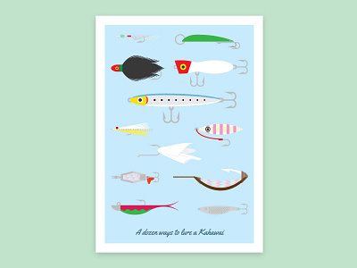 Lures Poster Full design fish fishing illustration kahawai lures poster vector