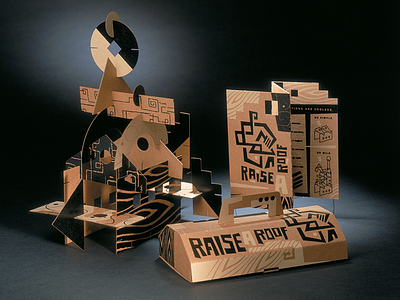 Raise A Roof Packaging card design design habitat for humanity illustration packaging design sculpture