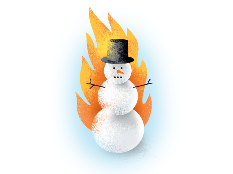 Odd Land Flaming Snowman Illustration snowman flame design textured illustration