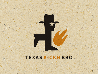 Texas Kickn BBQ Logo bbq boots cowboy design food hat logo star texas