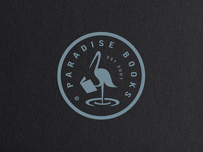 Paradise Book Logo bird book bookstore logo paradise stork water