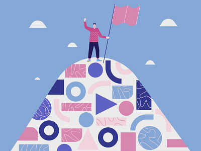 You can do it 2d abstract character design illustration landscape man modern mountain vector winner