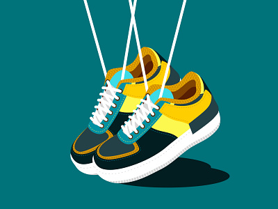 Getting Ready branding character color cool flat design illustration landscape object shoes snealers sport still life trendy vector