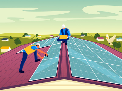 Solar Power - Google Ads australia city google ads houses illustration industry installation man peoole roof solar energy solar panels solar power town vector workers