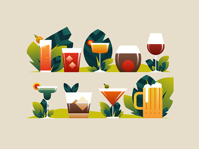 Fancy Drinks bar beer branding cocktails cool design drinks illustration modern vector wine wisky