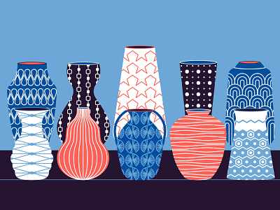 My favorite shelf with pots abstract decor design illustration interior pattern patterns pots vase vases vector