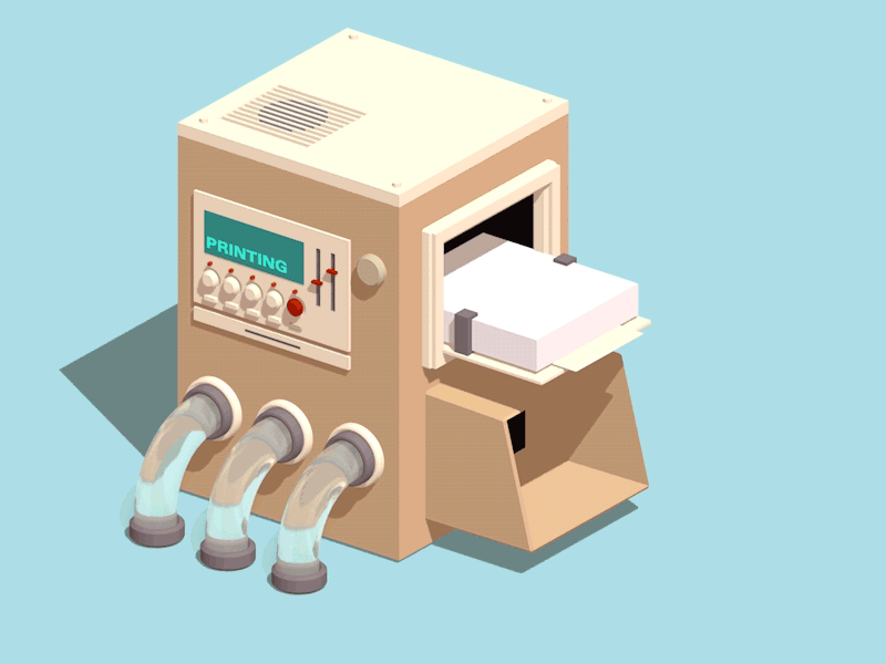 Mini Printing Machine 80s animation c4d concept machine mini tech tipography toy
