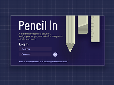 Pencil In login page in