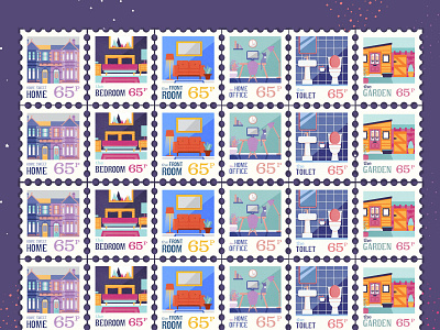 Stay at Home Stamp Collection (roll) covid19 design illustration quarantine stamps wales