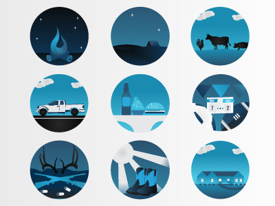 Hometown animals blue bonfire boots camping cowboys design farm fire food football home house hunting ice cream icon set icons illustration soccer sports tent trucks