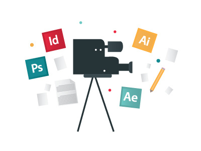 Our Services after effects camera illustration illustrator indesign papers pencil photoshop web