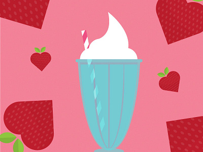Strawberry Milkshake blog food fruit ice cream illustration milkshake strawberry summer