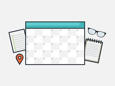 Meeting agenda. check list calendar corporate glasses icon location meeting notes