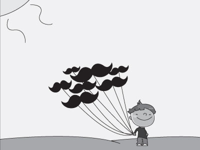 Mustaches in Flight black and white boy illustration kid mustache mustaches pets