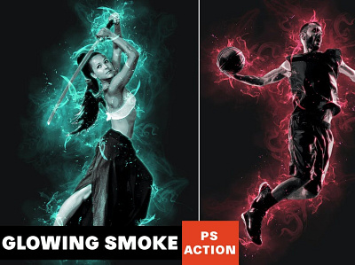 Glowing Smoke Photoshop Action colorful cover design fire flames flyer glow glowing graphic design photo photo effect photoshop photoshop action photoshop brush poster smoke sports