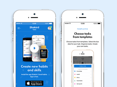 Blue & White app app design blue bold habits ios landing learn light mobile video white
