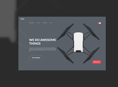 Telo Drone - Landing Page app branding clean design drone landingpage photoshop text ui uidesign user interface web ui design