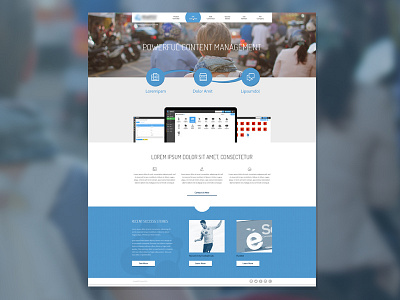 Content Management Solution Website banner blue cms content content management system homepage icons interface website