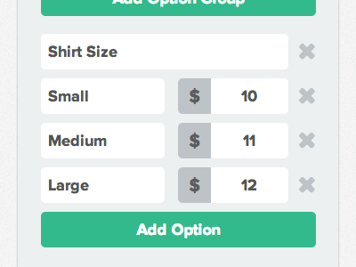 Product Options UI ecommerce flat payments ribbon simple ui