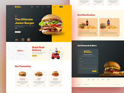 Junior Burgers Landing Page Design Jismon Thoams adobe clean creative design food landing page ui web design website