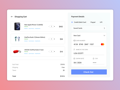 Payment Checkout - DailyUI 002 app checkoutpage ecommerce design uiux web xd design