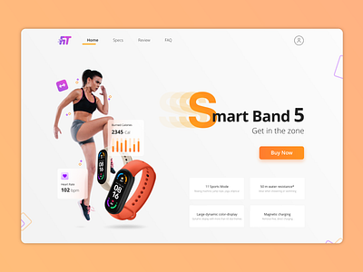 FitnessBand Landing Page branding dailyui design landing page uiux