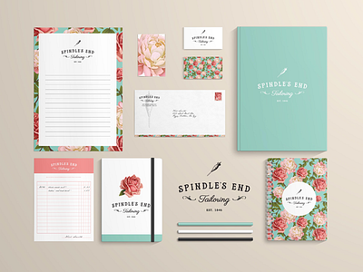 Spindle's End branding floral identity illustration logo victorian vintage