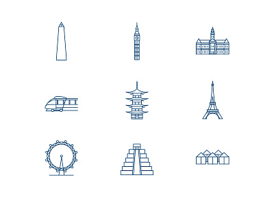 Study Abroad icons illustration line art tower travel