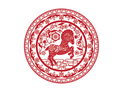 Year of the Ram floral lunar new year ram vector