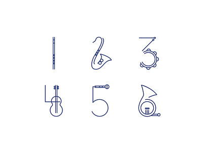 Musical Numerals digits instruments music numbers numerals sound vector