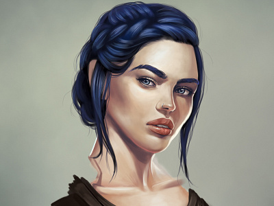 Vylaena WIP blue character digital drawing painting photoshop portrait wip woman