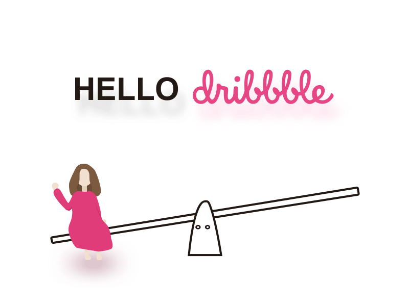 Hello Dribbble!!! ae animation gif girl hello dribbble illustration invite pink seesaw