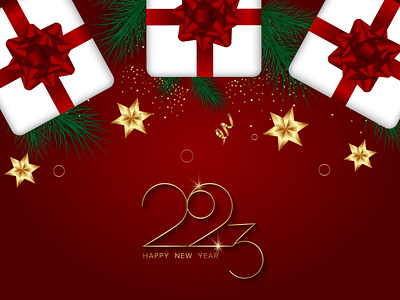 Banner New Year 2023 2023 christmas christmas tree design illustration new year presents