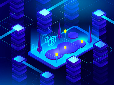 Cryptocurrency business cryptocurrency design illustration isometric vector