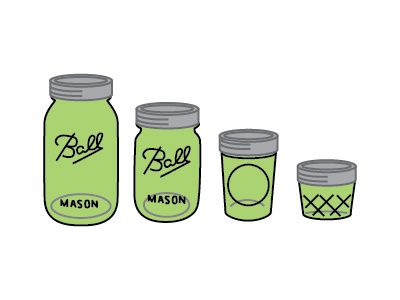 Various Mason Jar sizes ball green illustration mason jar pickle