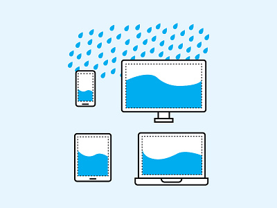 Responsive design is fluid design desktop mobile rain responsive water waves web