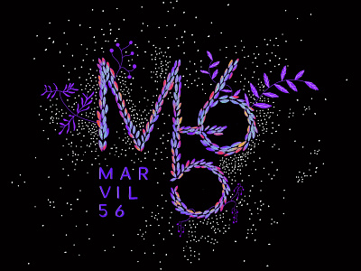 M56 black colors design . graphic design illustrations leaf letters logo