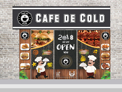 Cafe De Cold Outside Interior Glass and Banner design