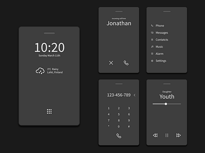 Minimalistic Mobile UI - Dark minimalistic mobile ui