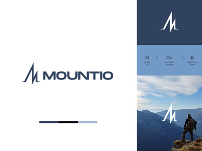 Mountio | Adventure Brand's Logo abstract adventurer brand and identity gears grid lettermark logo logo design mark monogram online platform symbol visual design
