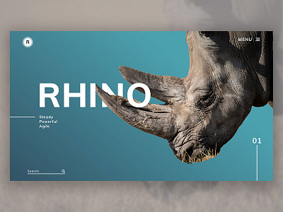 Rhino 2x Dribbble concept landing landing page minimalistic rhino