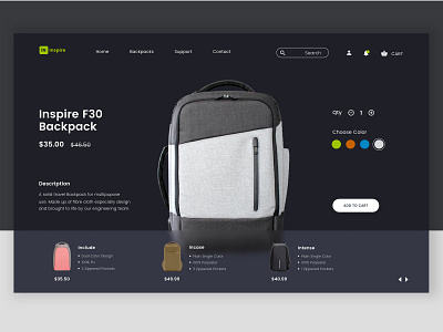 Backpack E Commerce concept design landing landing page modern page ui website