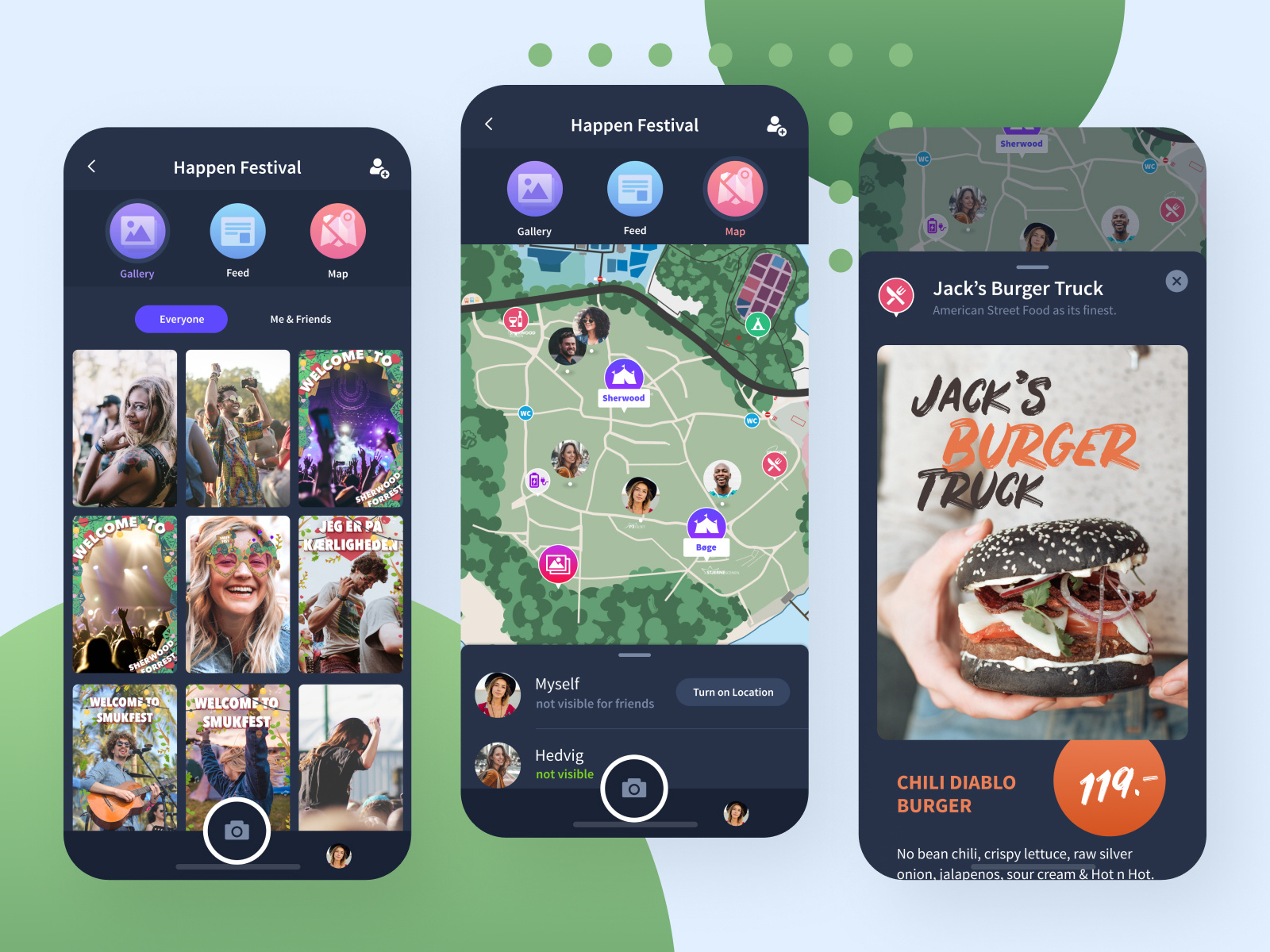 Festival Friend Finder App by Robin Bug on Dribbble