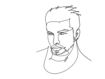 One line art man's portrait custom portrait digital portrait face head illustration minimal minimalism minimalistic one line portrait procreate