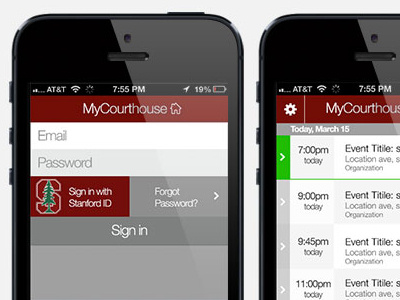 Mycourthouse app flat interface ios minimal mobile ui ux