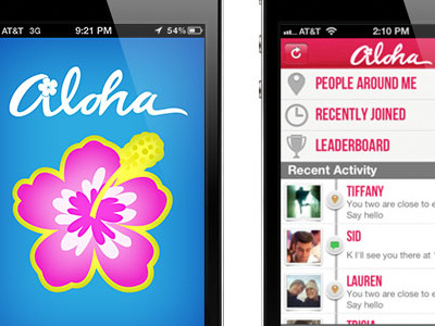Aloha mobile pink ui ux